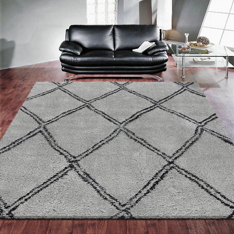 Large View Salem Grey Moroccan Shaggy Rug