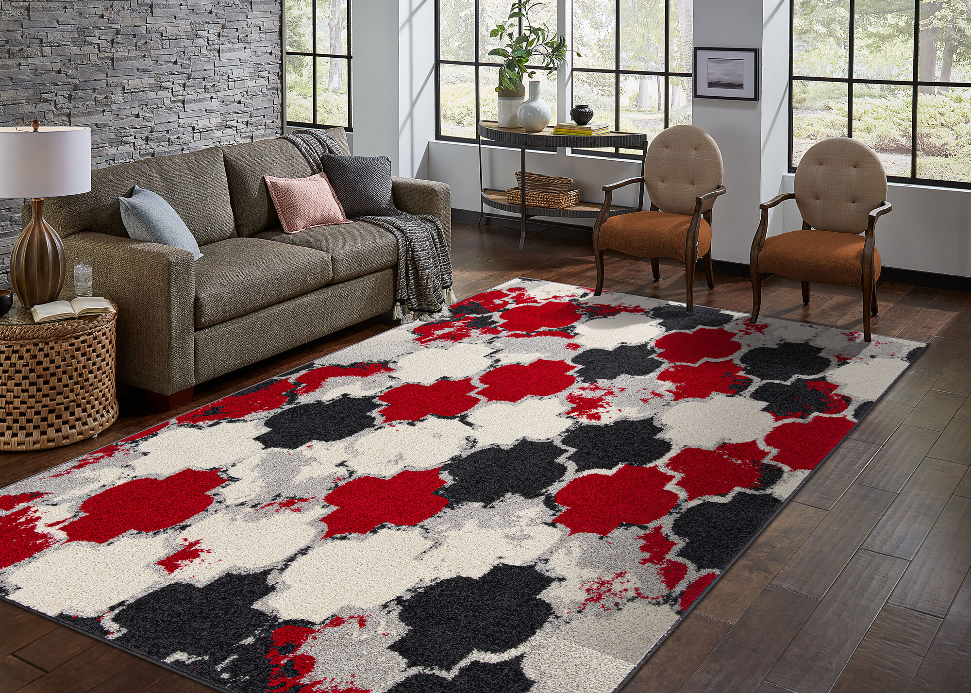 Large View Sandy Contemporary Trellis Rug