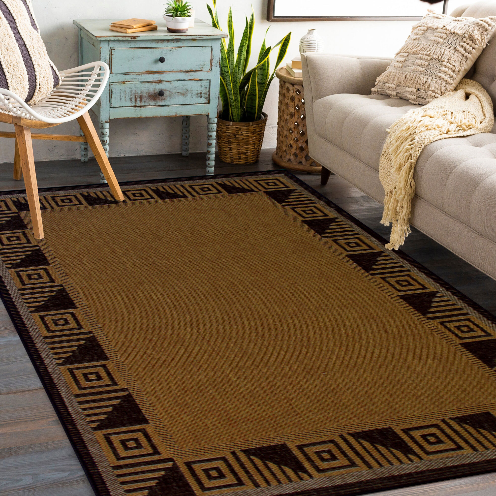 Large View Storm Indoor Outdoor Border Rug