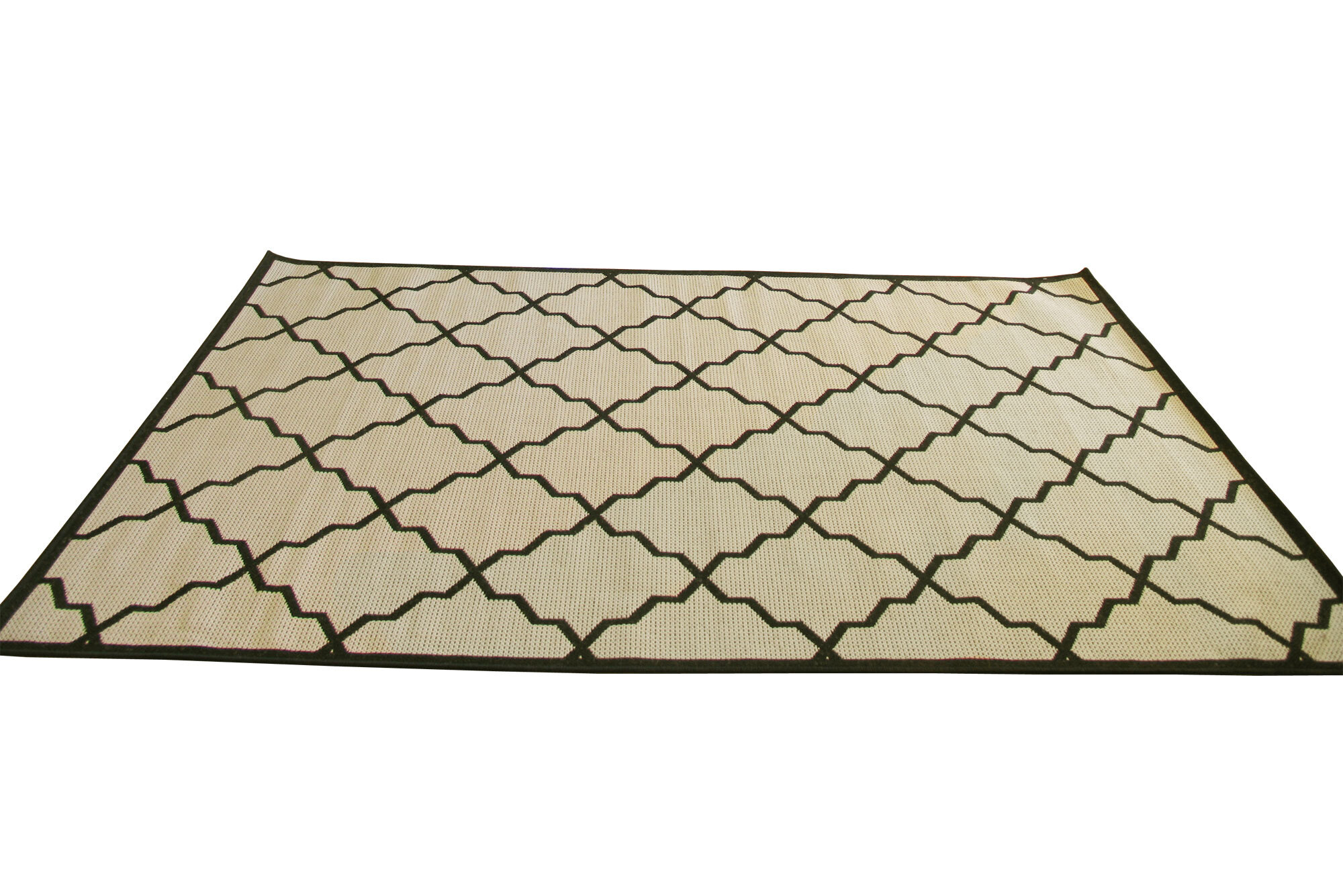 Large View Storm Ivory Trellis Flatweave Rug
