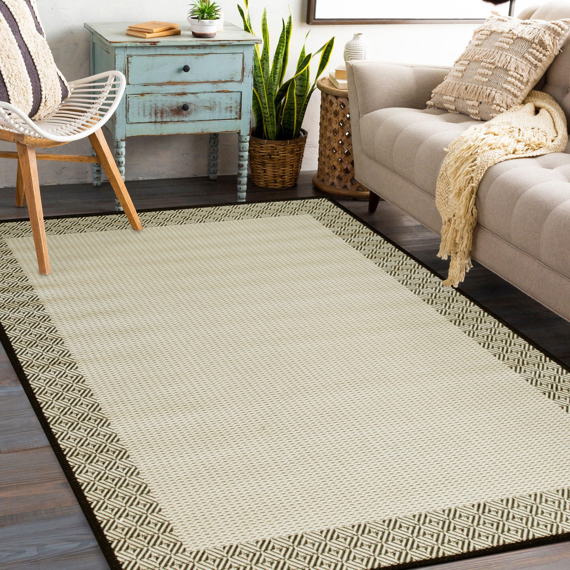 Storm Flatweave Border Rug