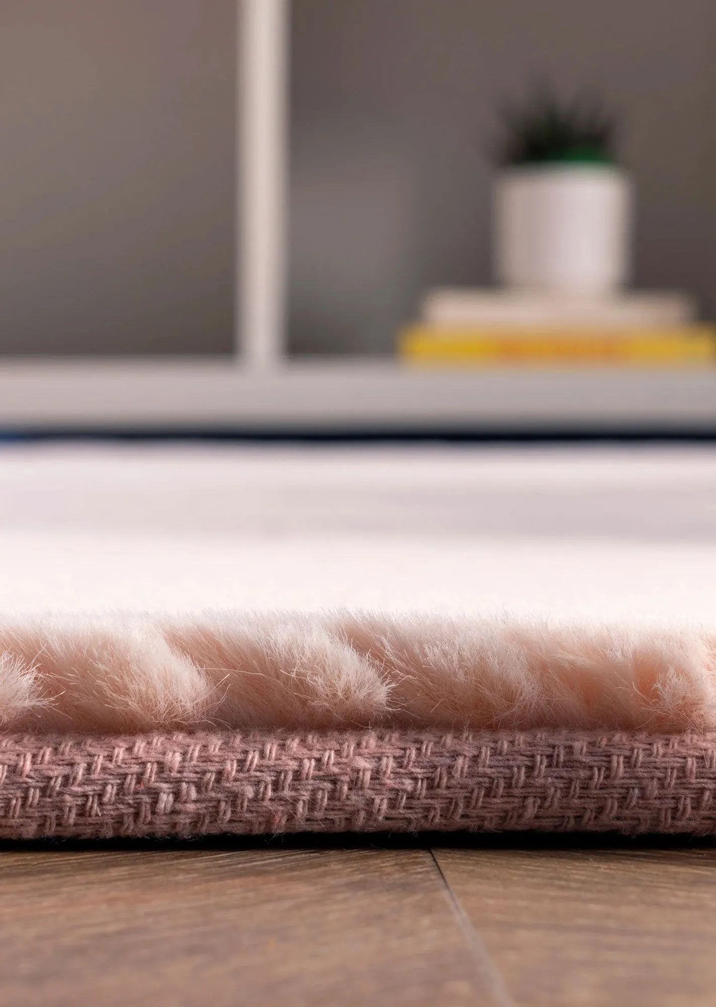 Large View Sofi Pink Faux Rabbit Shaggy Rug