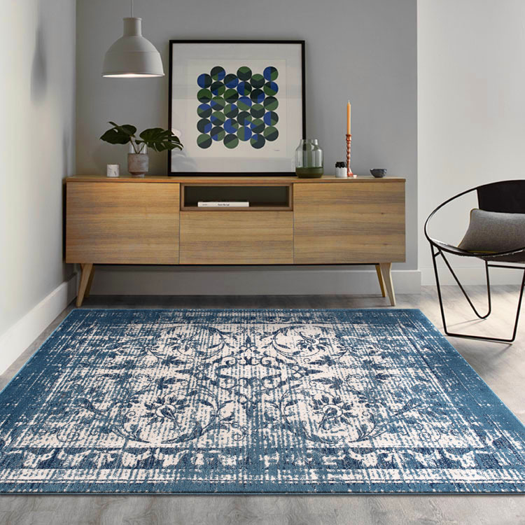 Sonia Blue Transitional Floral Rug