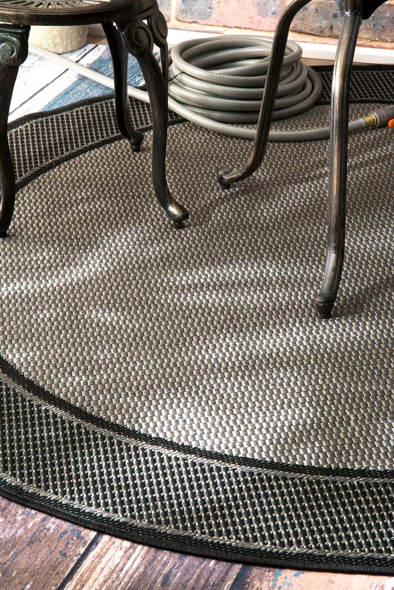 Large View Subi Brown Border Flatweave Rug