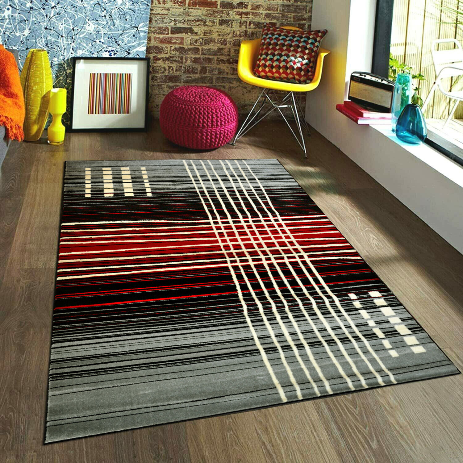 Large View Sky Modern Striped Rug