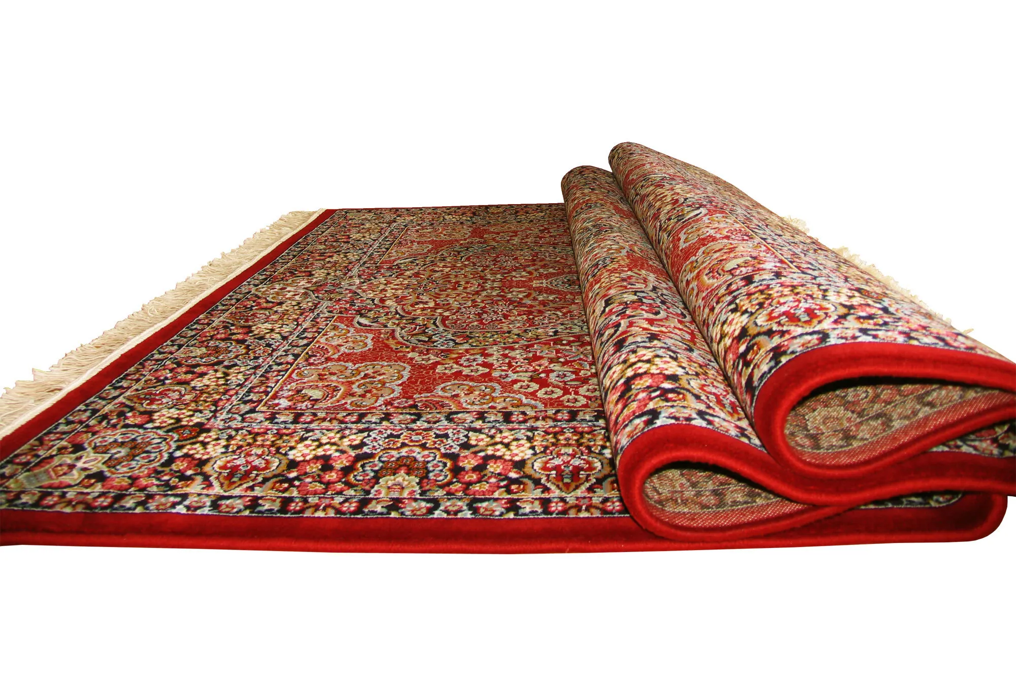 Tapis Red Traditional Fringed Rug