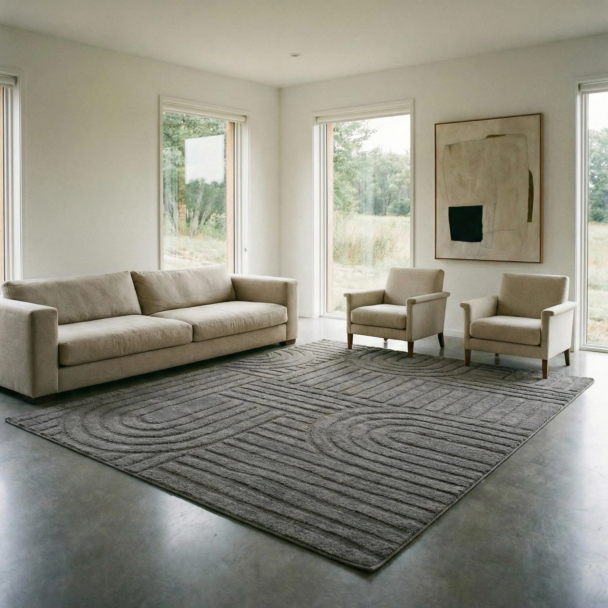 Viper Dark Grey Modern Arch Rug