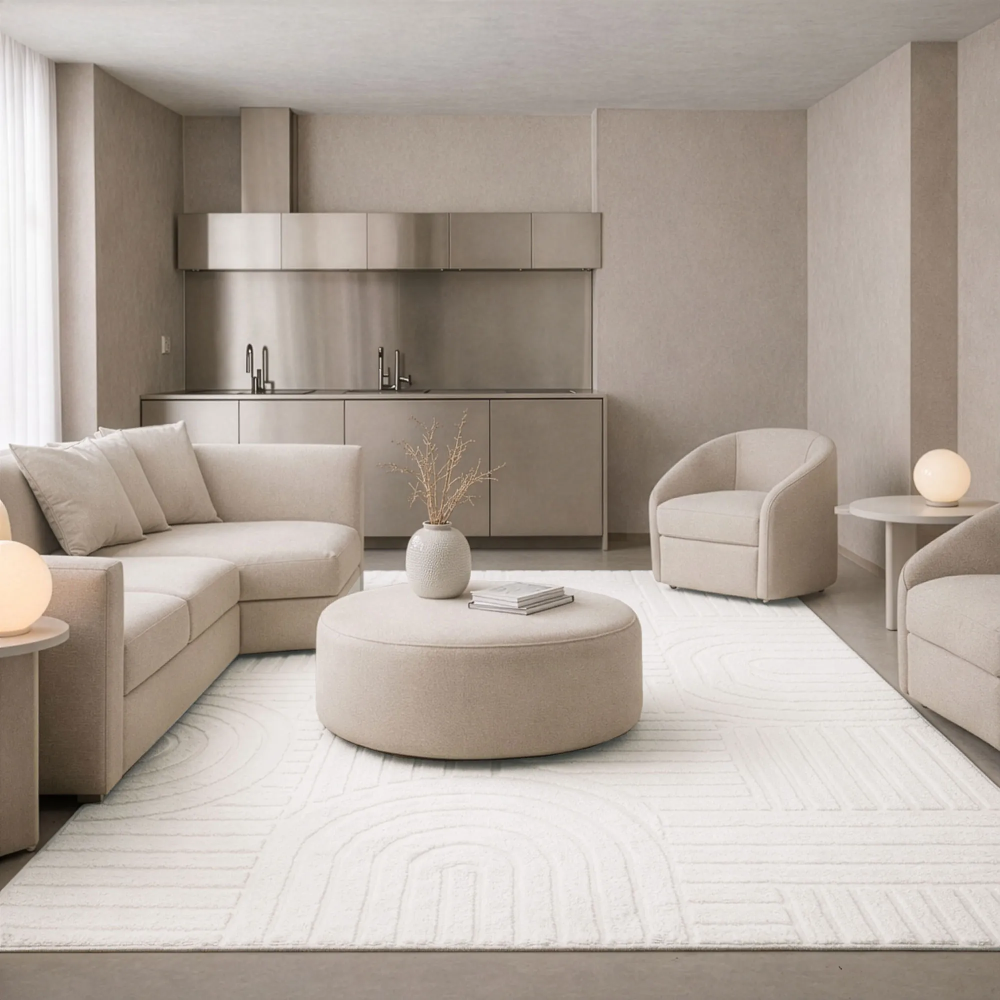 Viper White Modern Arch Rug