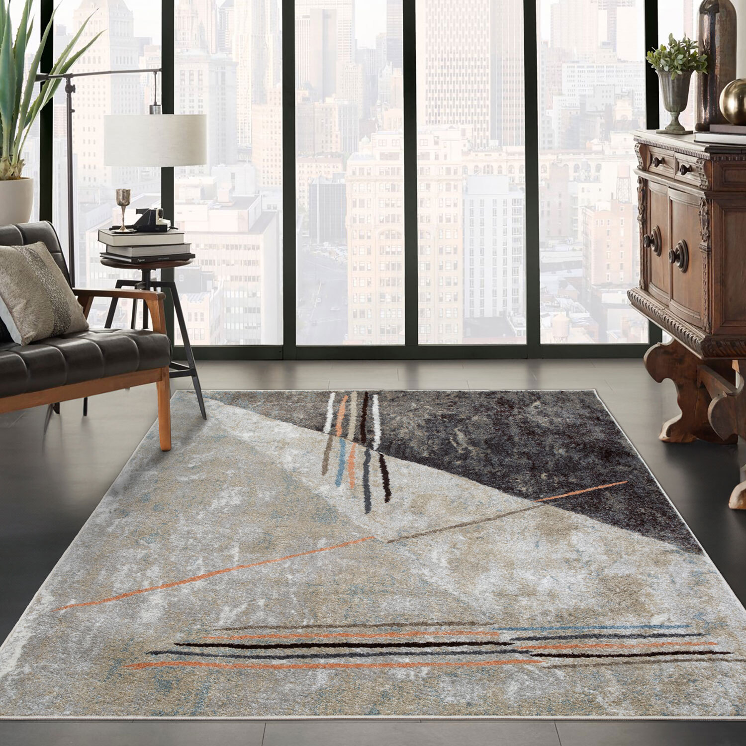 Large View Vivid Modern Abstract Rug