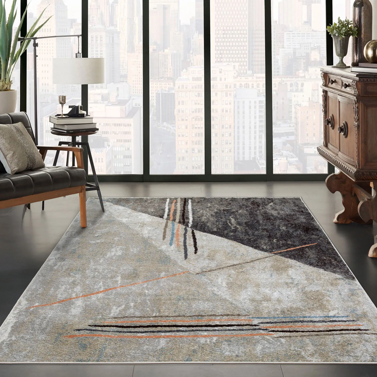 Large View Vivid Modern Abstract Rug