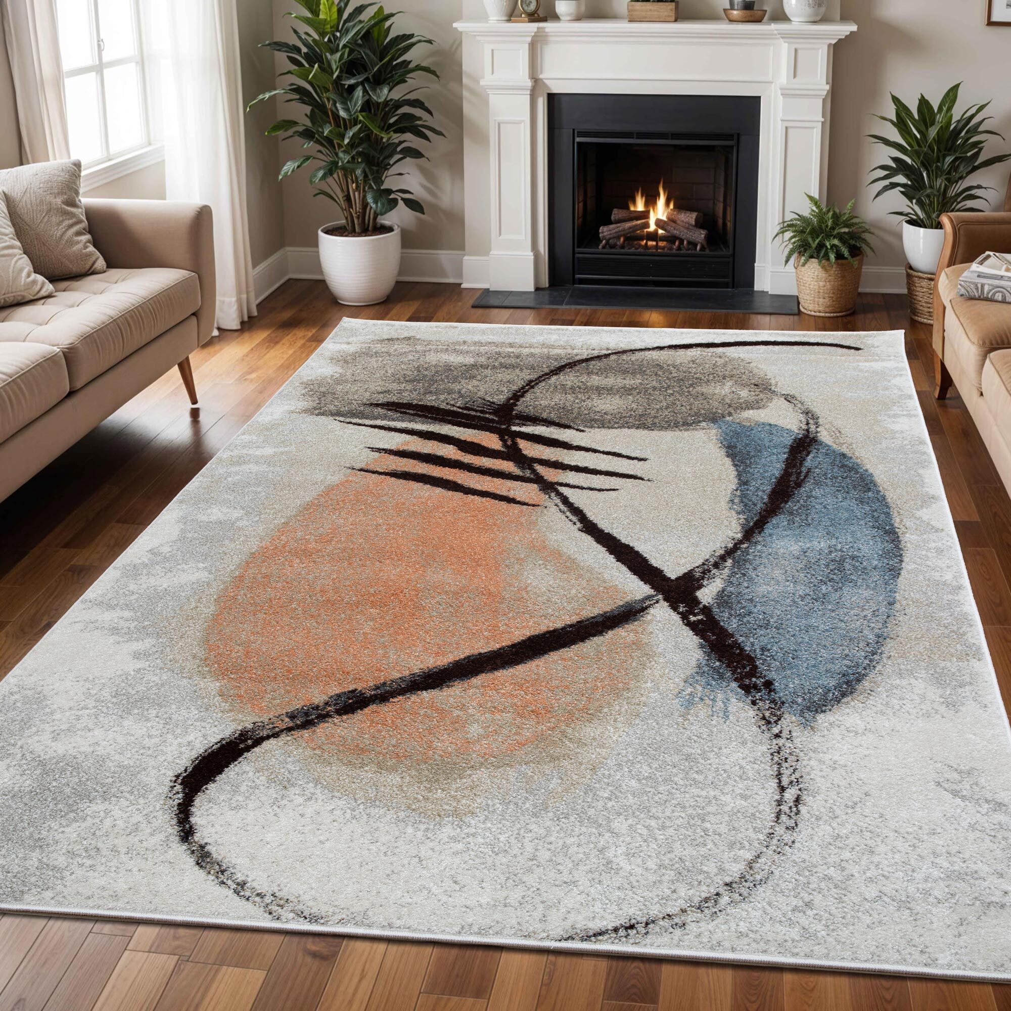 Large View Vivid Modern Abstract Rug