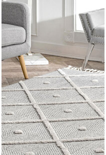 Aroma Grey Moroccan Fringed Rug