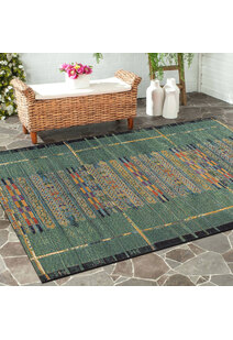 Aperto Green Tribal Pattern Rug