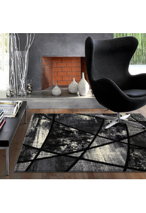 Aria Black Modern Geometric Rug