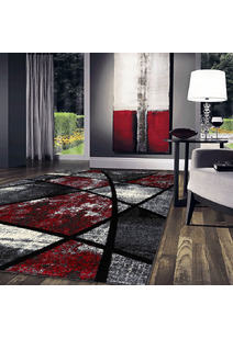 Aria Red Modern Abstract Rug