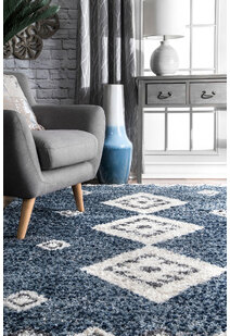 Charles Blue Moroccan Shaggy Rug
