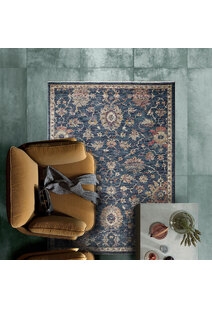 Cora Blue Traditional Floral Rug