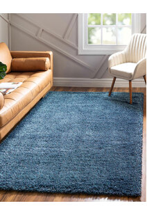 Dream Plain Blue Shaggy Rug