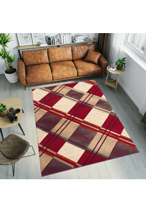 Eliza Carved Tartan Pattern Rug