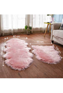 Fluffy Pink Fur Faux Sheepskin Rug