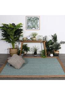 Harrold Light Blue Jute Border Rug