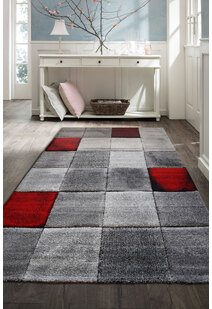 Lucia Red Square Pattern Rug