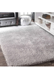 Liam Thick Plain Shaggy Silver Rug