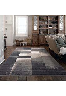 Orel Grey Square Pattern Rug