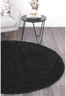 Palace Plain Black Shaggy Rug