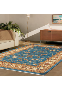 Parker Blue Oriental Fringed Rug