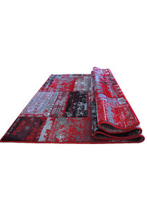Paris Carved Red Patchwork Rug
