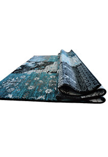 Paris Carved Blue Patchwork Rug