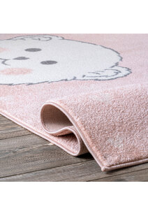 Poppy Pink Teddy Bear Kids Rug