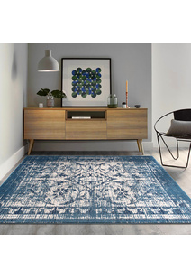 Sonia Blue Transitional Floral Rug