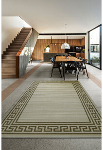 Soleil Beige Greek Key Border Rug