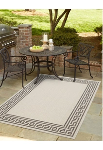 Soleil Ivory Greek Key Border Rug