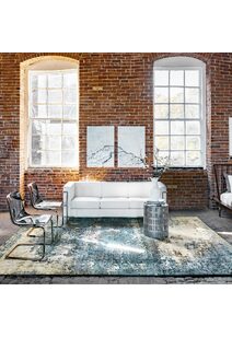 Una Blue Medallion Faded Rug