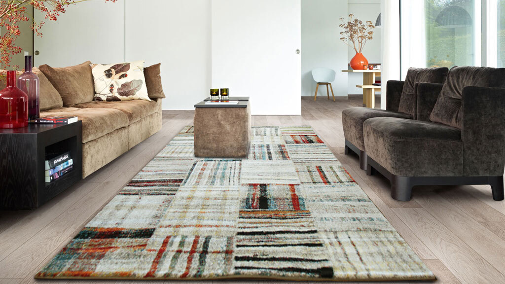 Large View Adobe Beige Square Pattern Rug