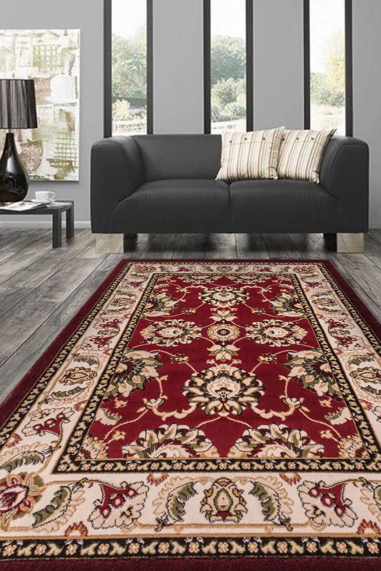 Large View Atlanta Red Traditional Floral Rug