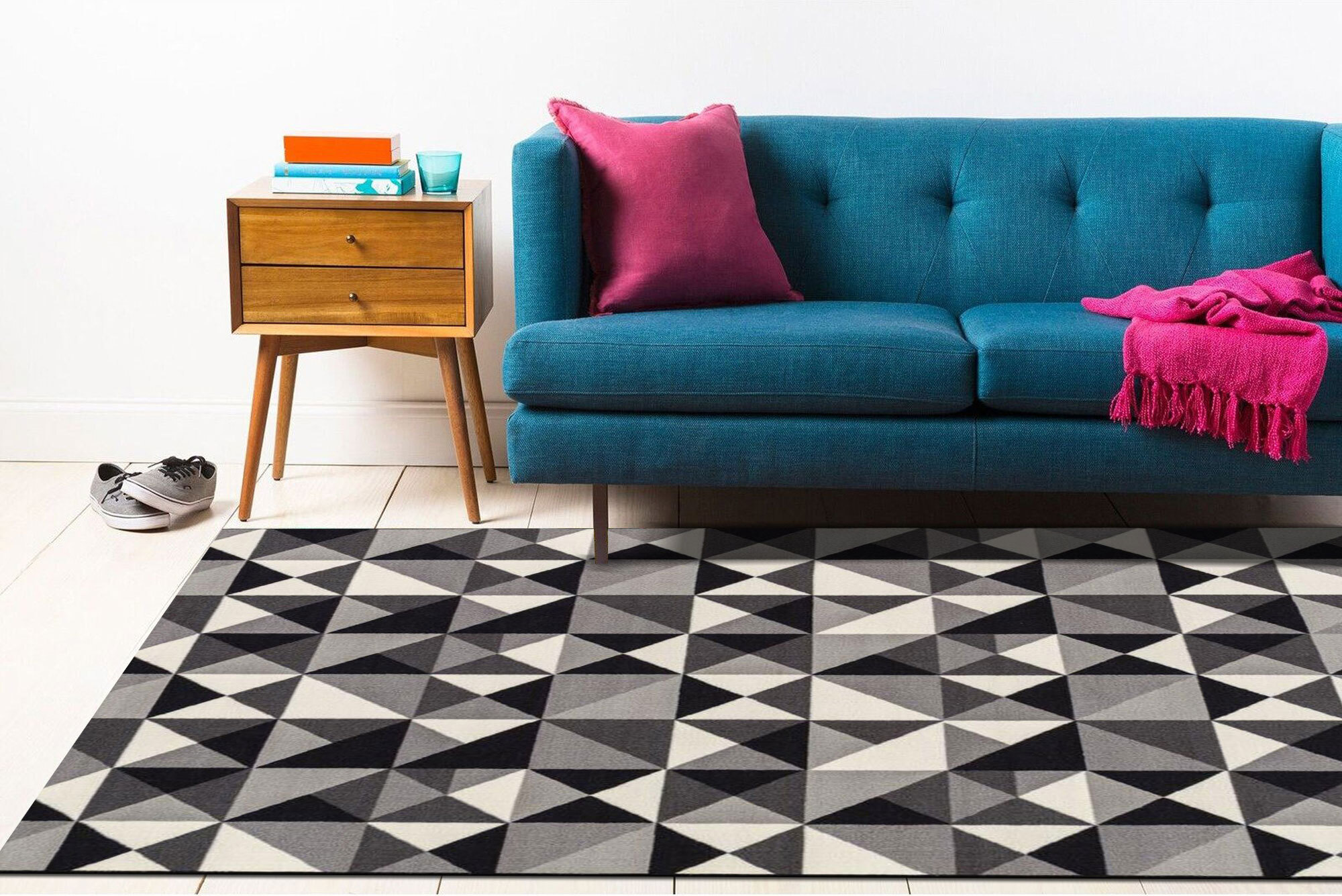 Atlanta Geometric Triangle Grey Rug