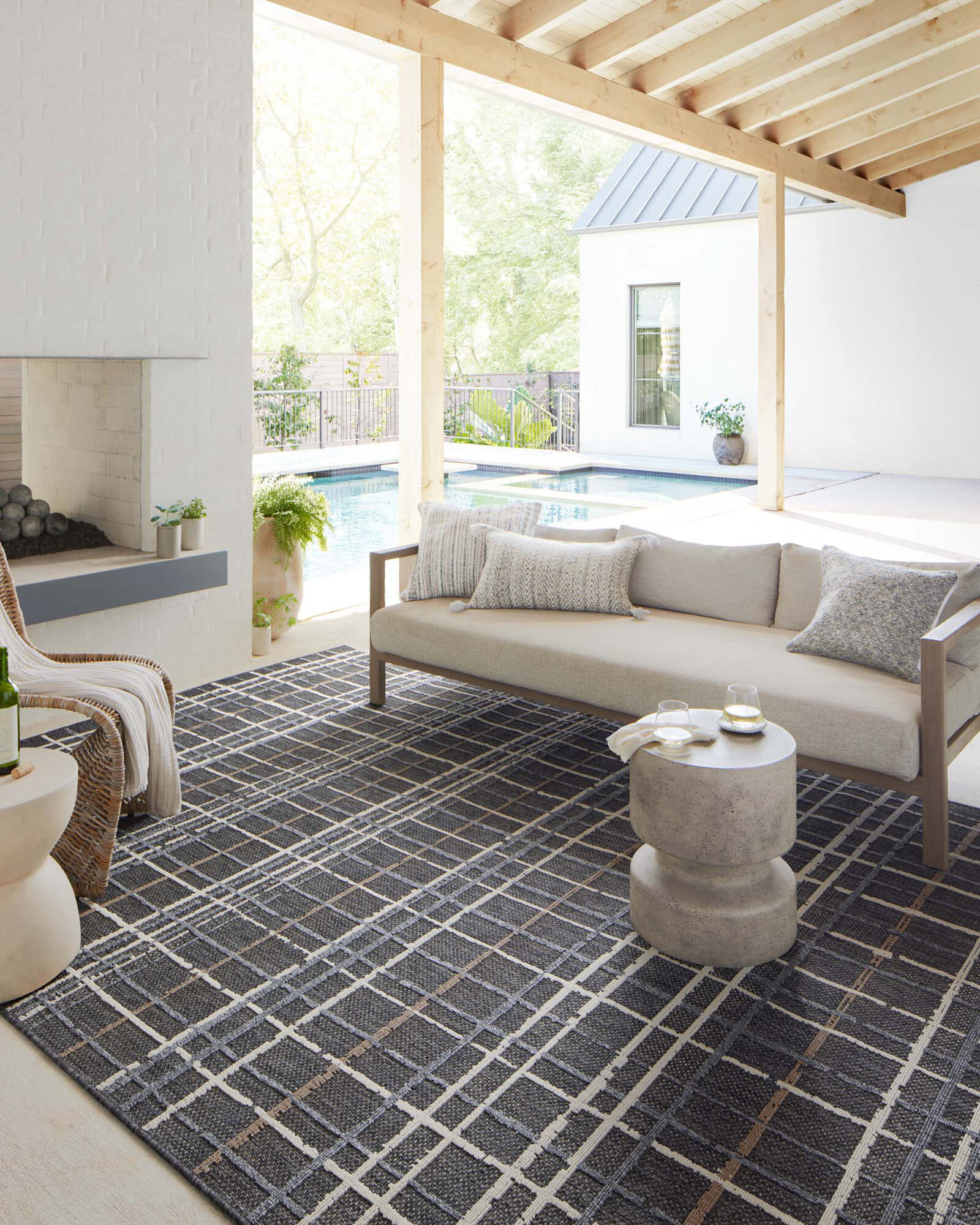 Large View Alfresco Striped Patio Rug
