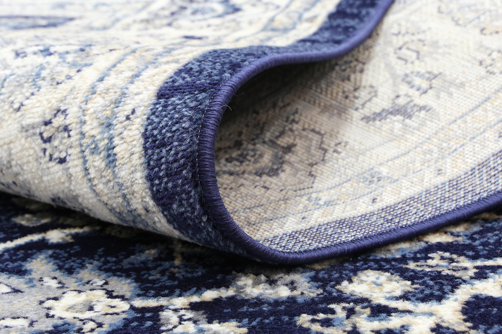 Alfred Blue Traditional Border Rug