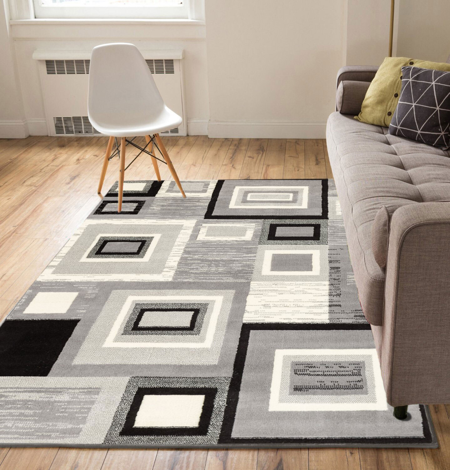 Large View Axel Modern Square Pattern Rug