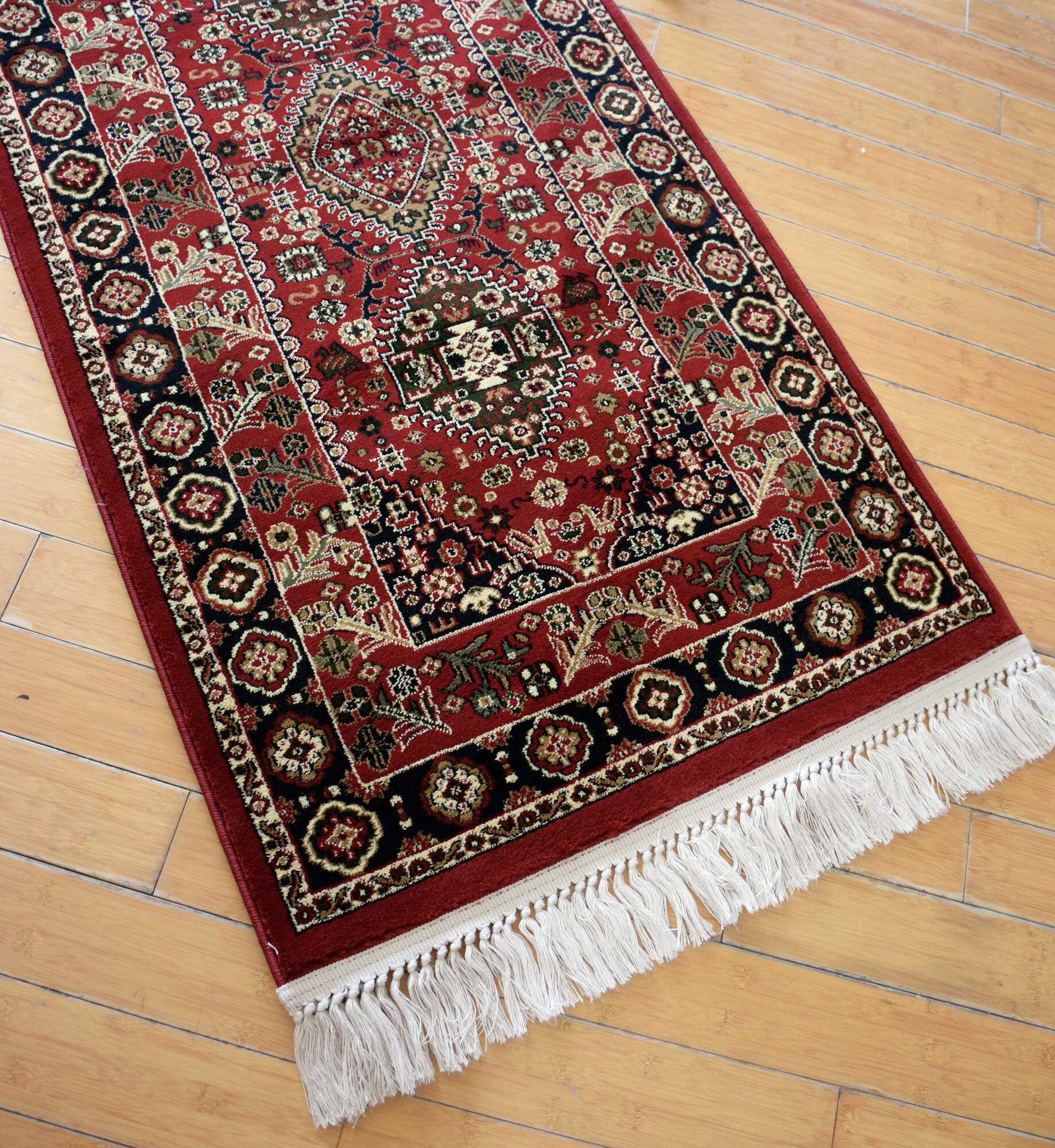 Large View Afghan Traditional Red Border Rug