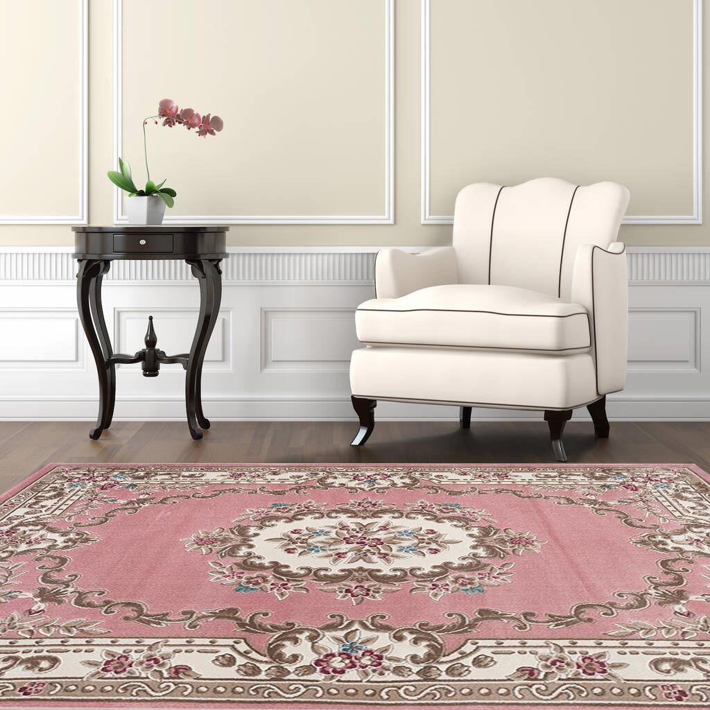 Abbie Pink Aubusson Floral Rugs