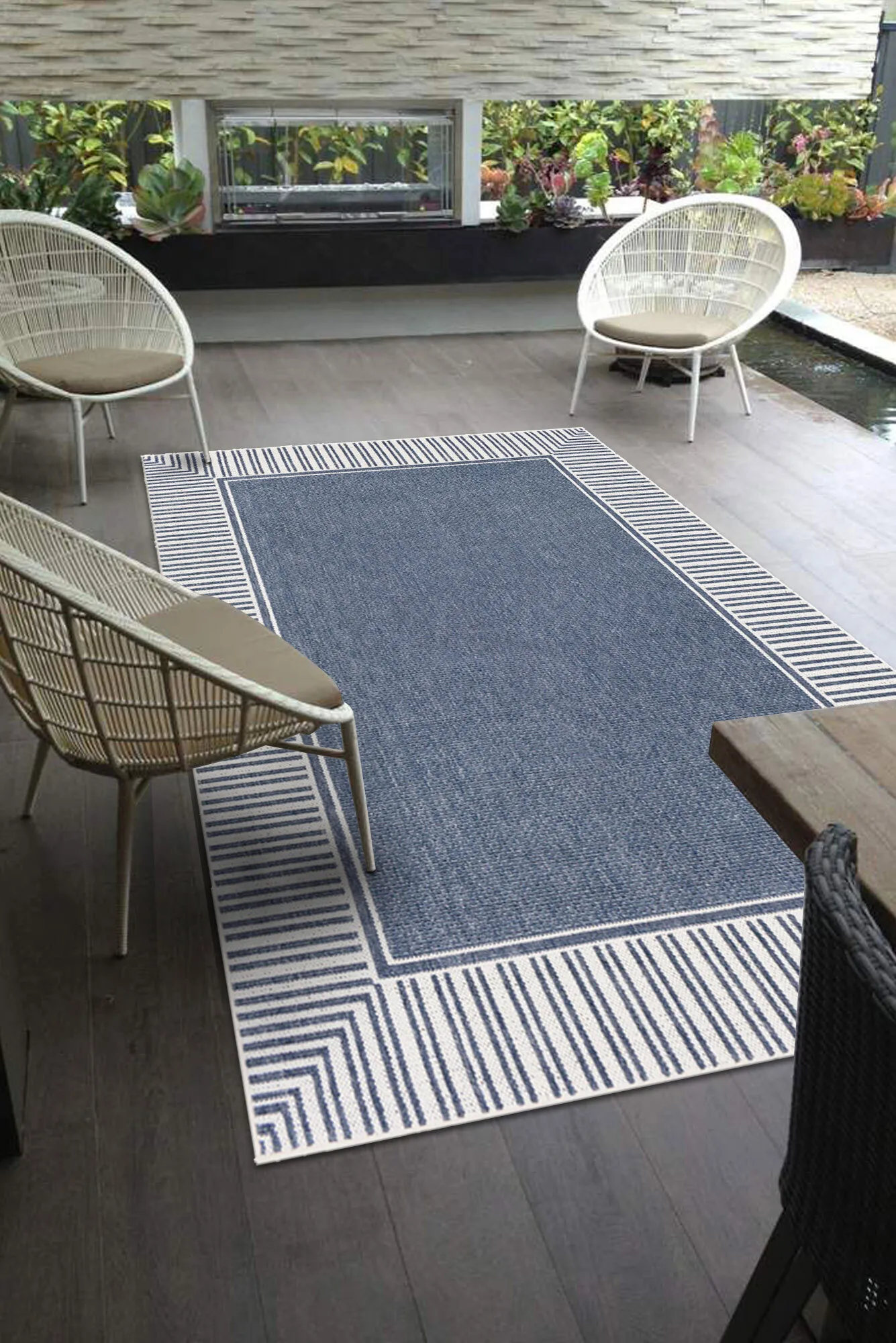 Large View Ambient Blue Indoor Outdoor Rug