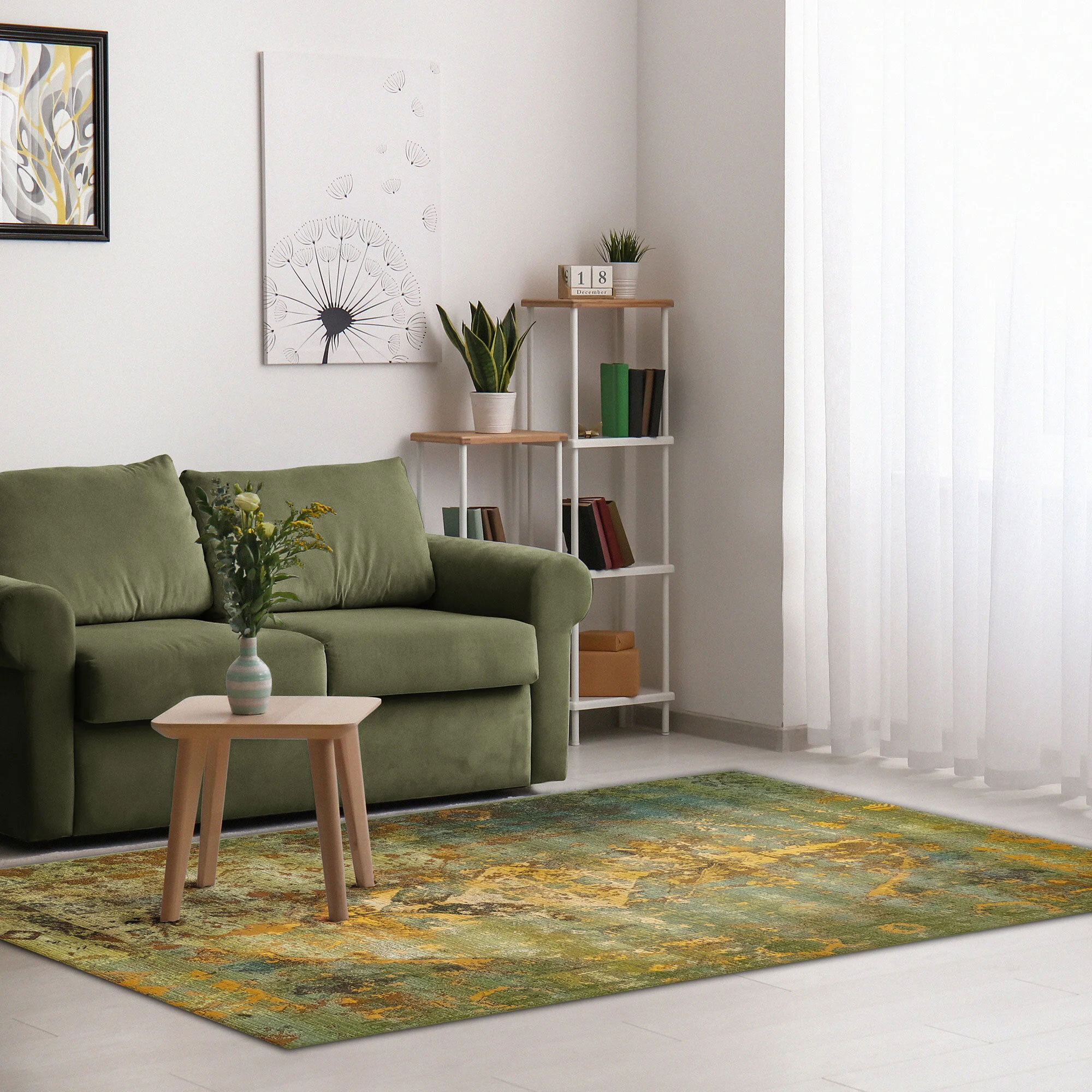 Large View Aperto Transitional Green Rug