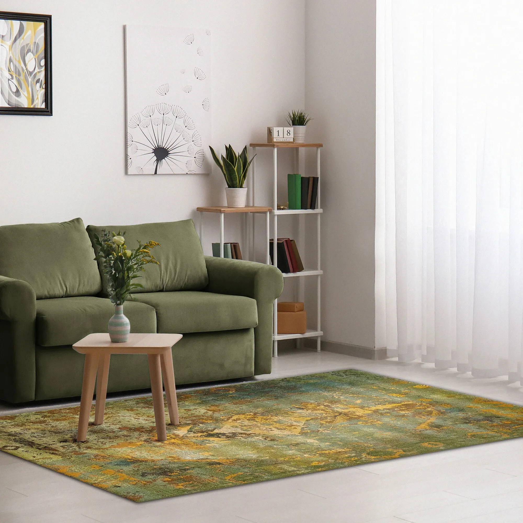 Large View Aperto Transitional Green Rug
