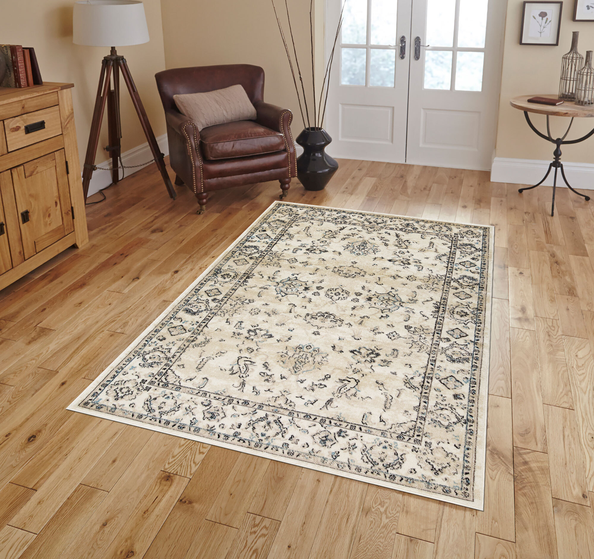 Bliss Traditional Beige Floral Rug