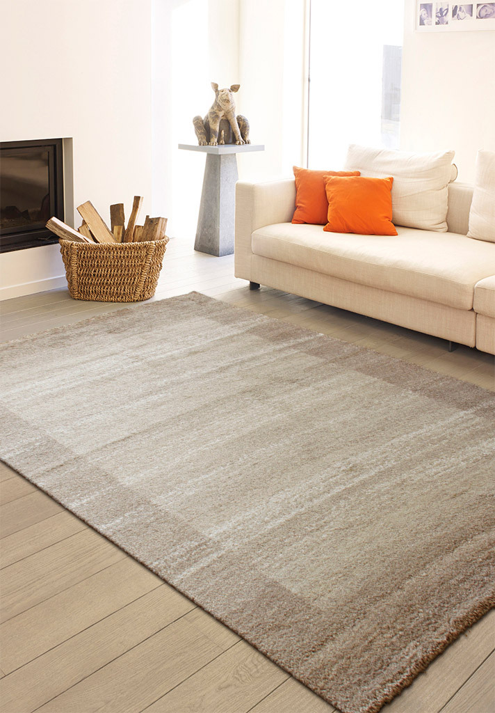 Large View Bergamo Tan Modern Border Rug